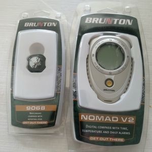 2 Assorted  Brunton Compasses Nomad V2 Pro Digital & Watch Band Compass NIP